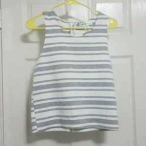 White and gray striped crop top